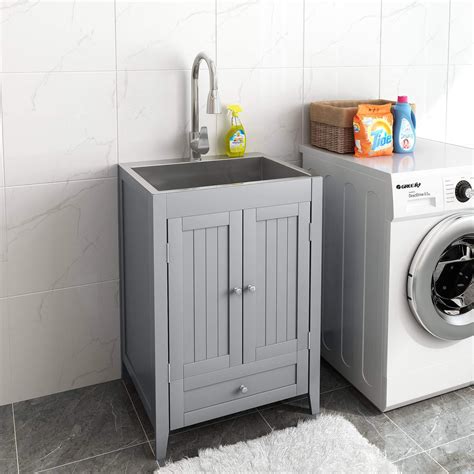 utility cabinet with deep stainless steel sink|24 inch laundry sink cabinets.